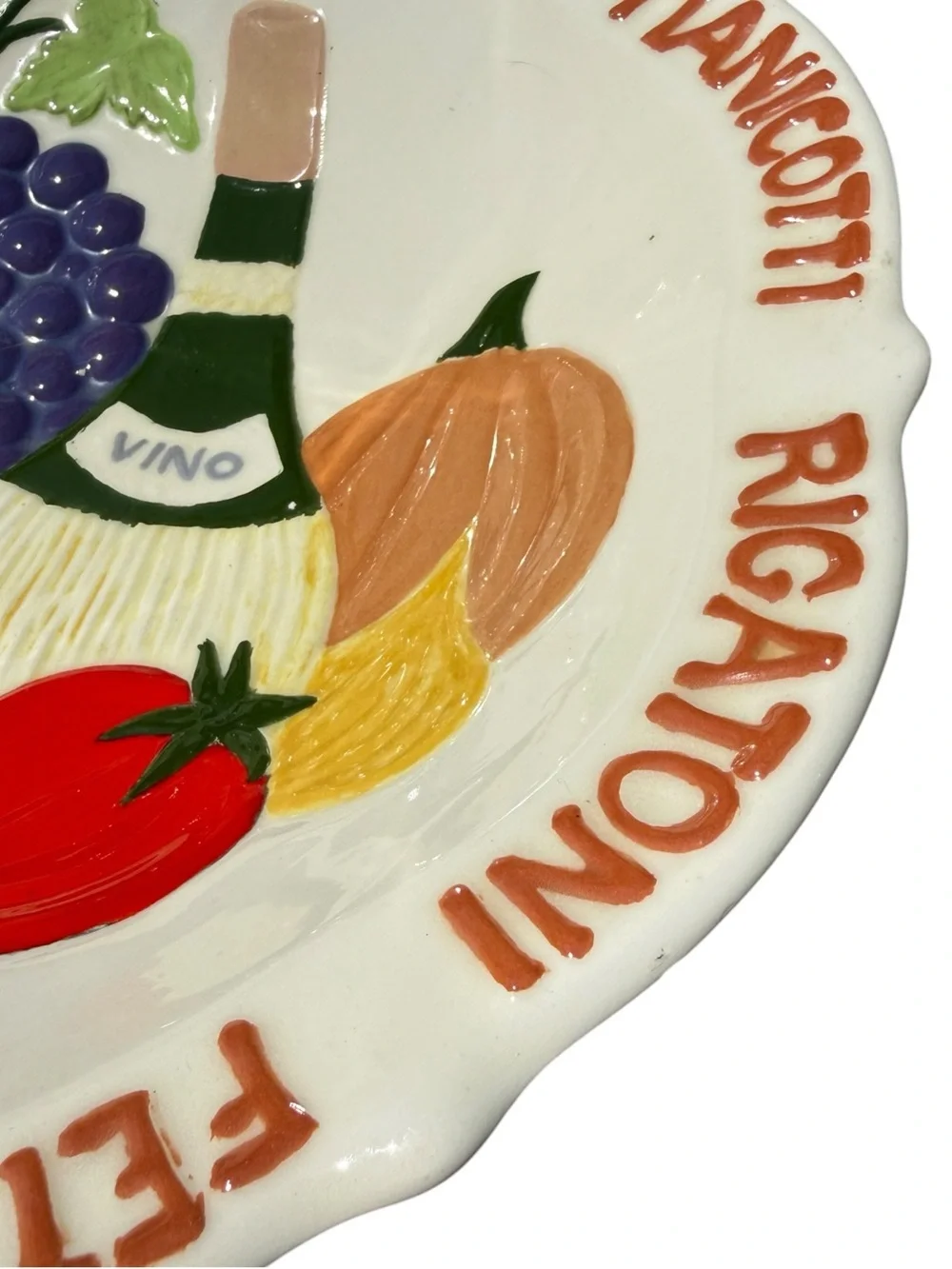 Hand Painted Italian Pasta Serving Bowl 13” Grapes Wine Tuscan Kitchen Decor